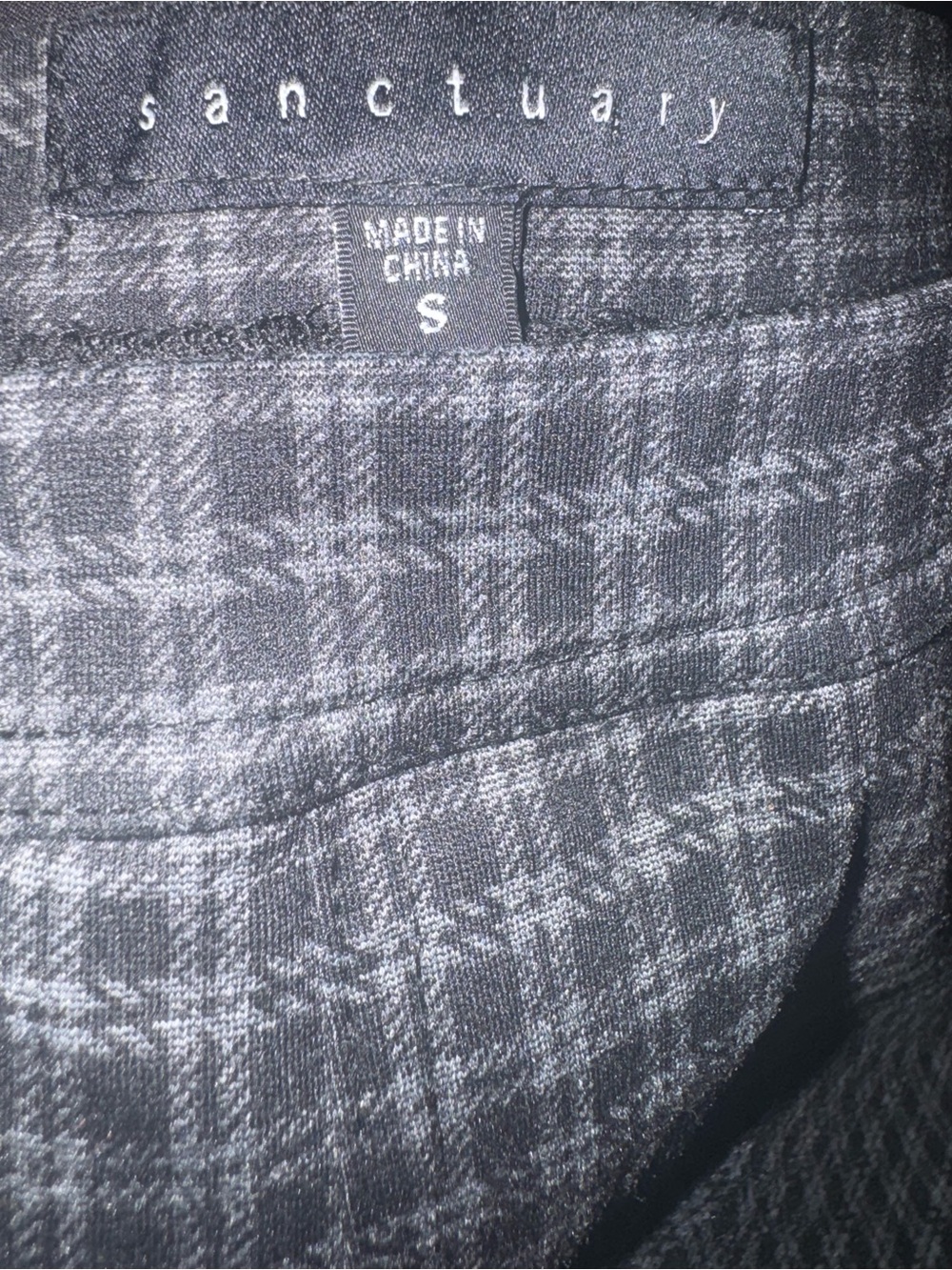 Sanctuary Plaid Skinny Pants Leggings Black Grey Size Small GUC - Picture 2 of 8